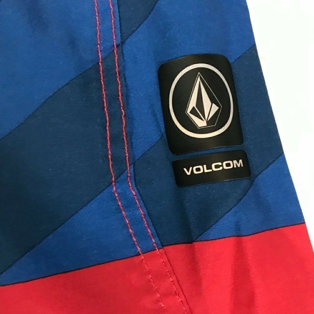 Volcom Mens Mod Tech Red Blue Board Shorts Size 36 - Picture 6 of 10